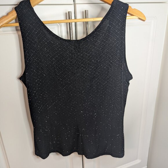 Onyx Nite Vintage Y2K Holiday Black Glitter Sleeveless Top | Stretchy Size Large - Picture 5 of 8
